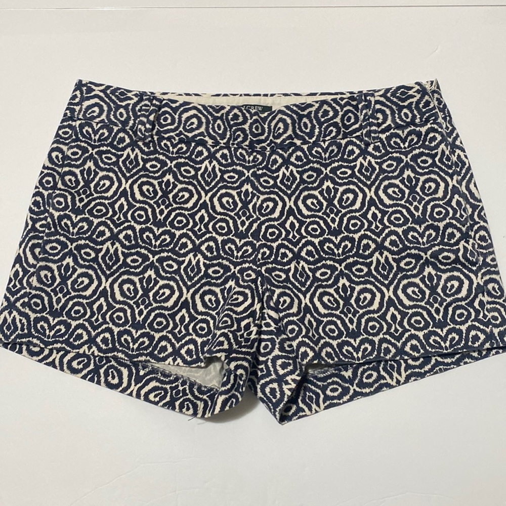 J. Crew Navy Blue White Printed Chino Shorts Size 0